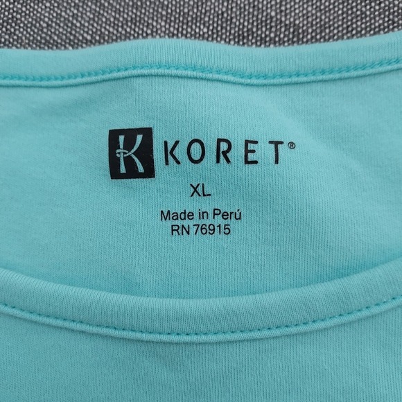Koret Pima Cotton Layering Scoop Neck T Shirt Top Aqua XL Curved Hem - Picture 5 of 7